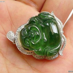 翡翠臻品 A貨滿色陽綠佛公18K金鑲嵌，附證書與復檢保障，尊享傳世之禮